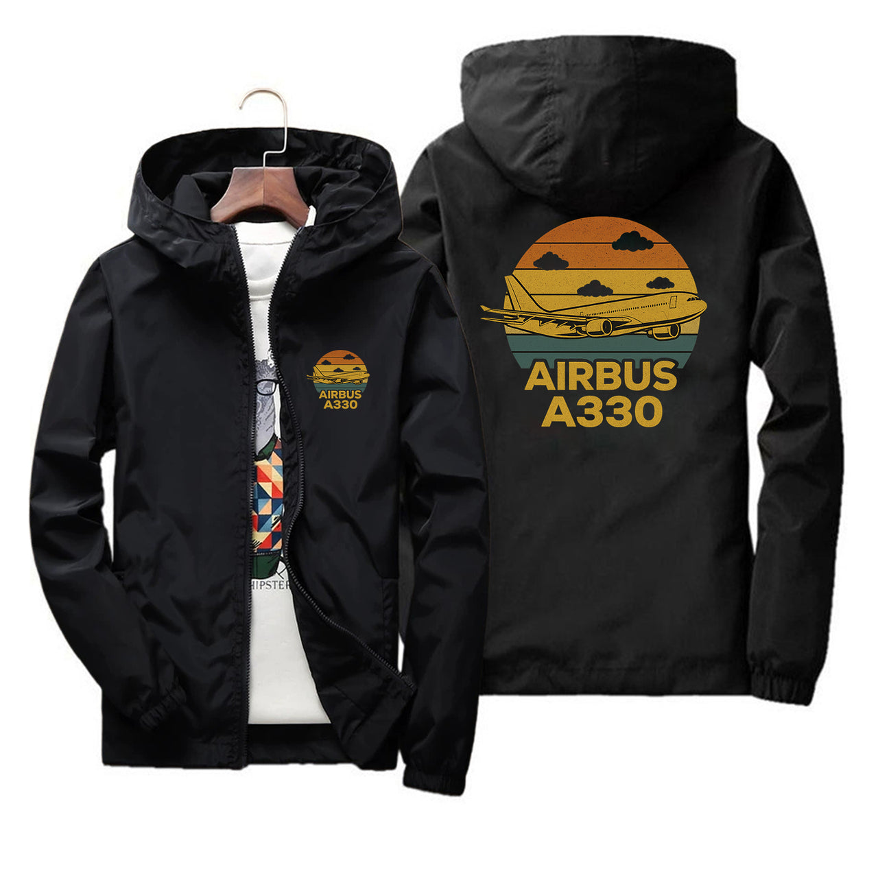 Retro Airbus A330 Designed Thin Windbreaker Jackets