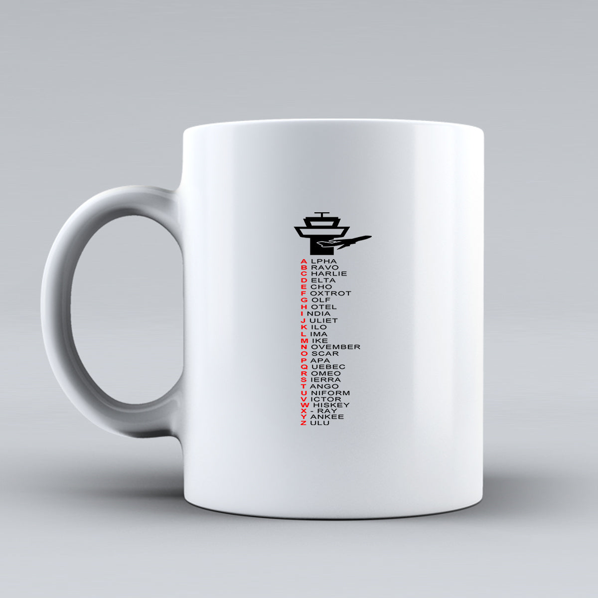 Aviation Alphabet Designed Ceramic White Mugs