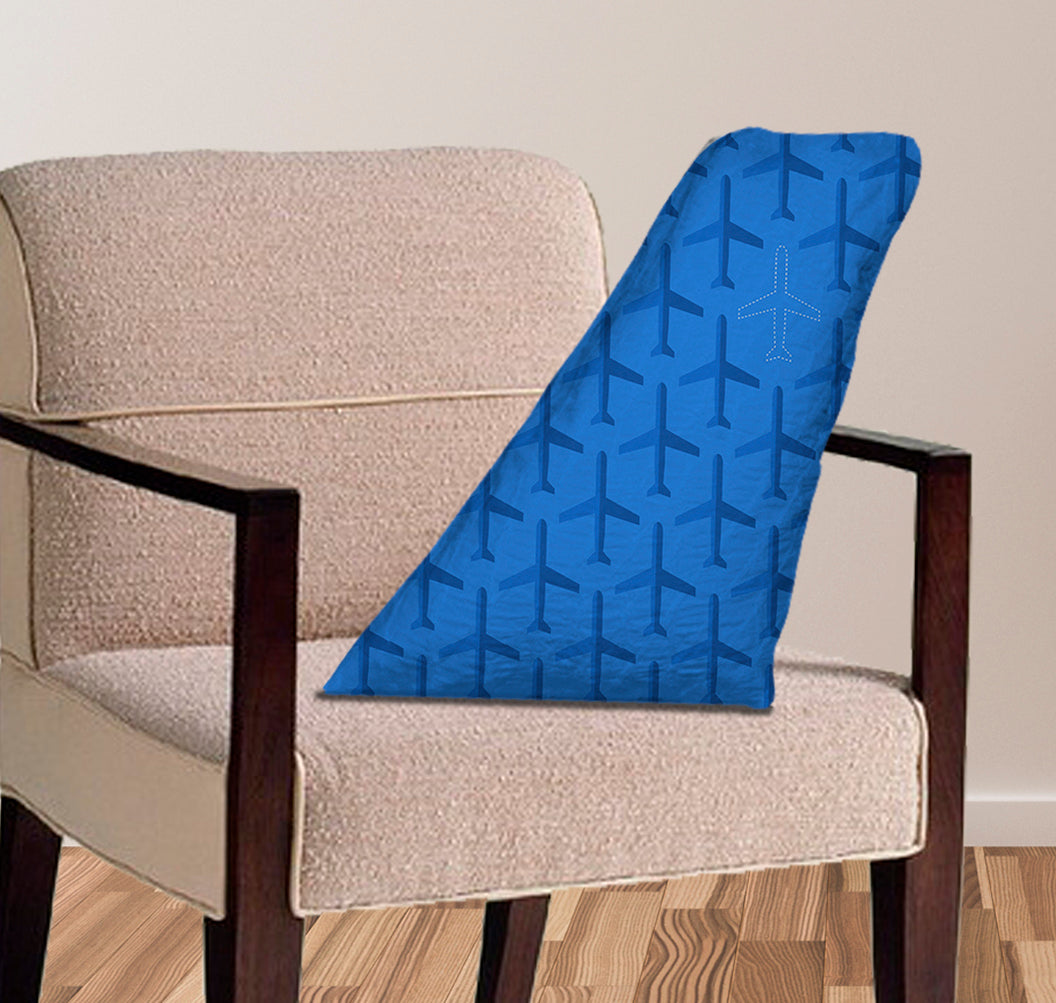 Blue Seamless Airplanes Designed Aircraft Tail Pillows