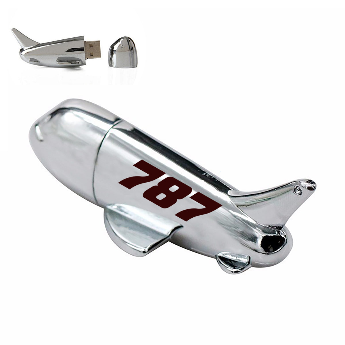 787 Flat Text Designed Airplane Shape USB Drives