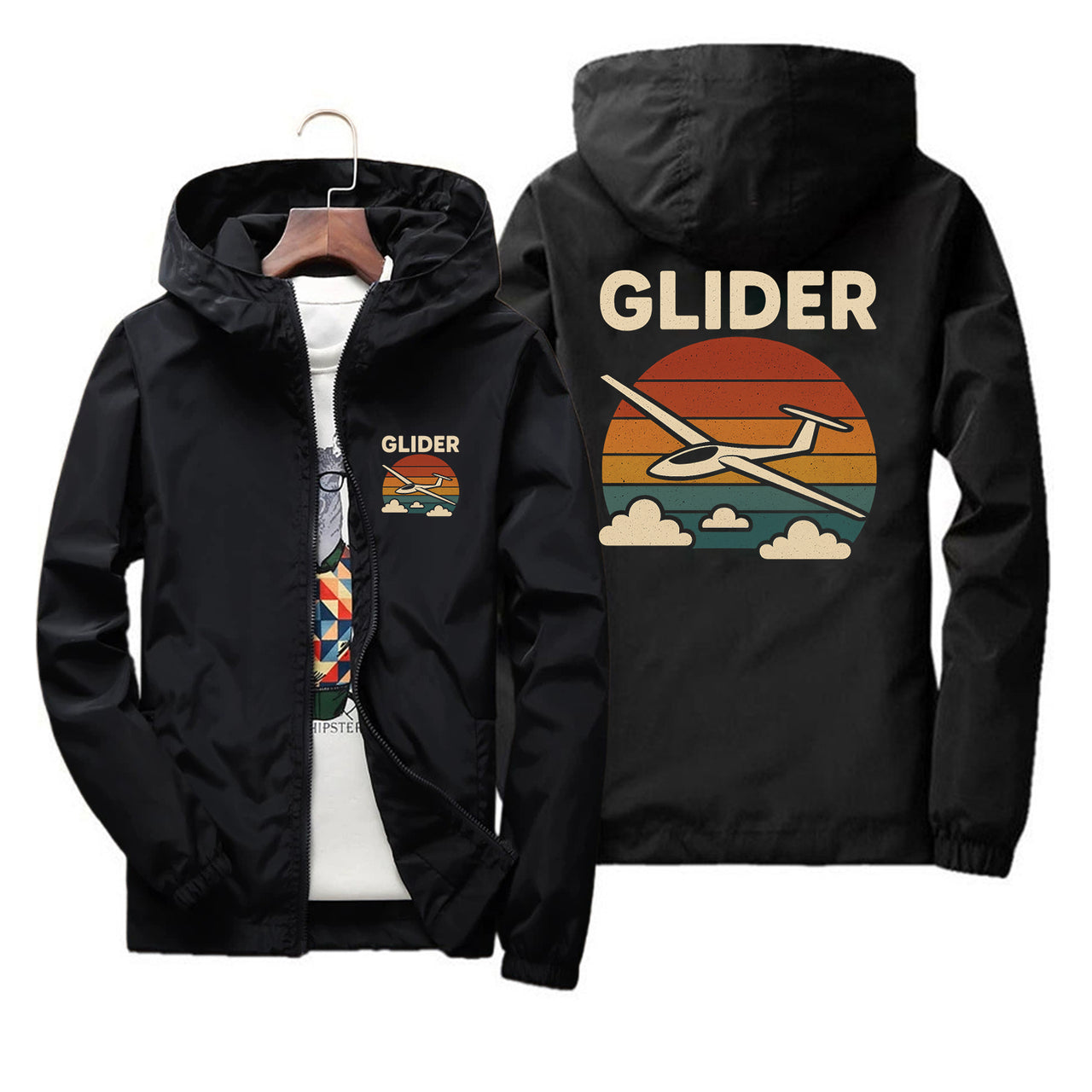 Retro I Love Gliding Designed Thin Windbreaker Jackets