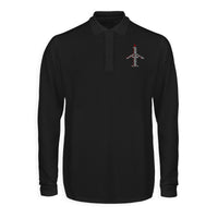 Thumbnail for Airplane Shape Aviation Alphabet Designed Long Sleeve Polo T-Shirts