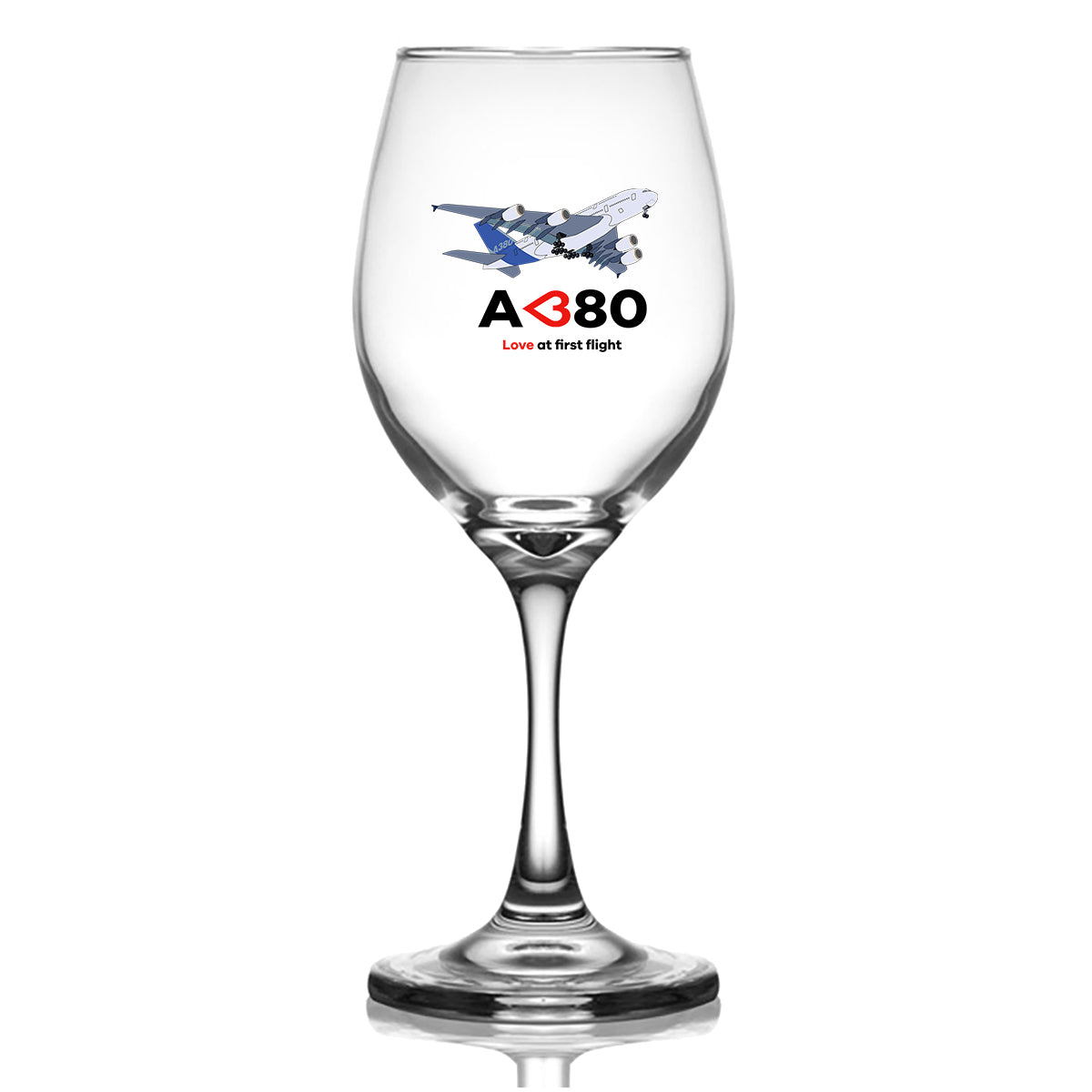 Airbus A380 Love at first flight Designed Wine Glasses