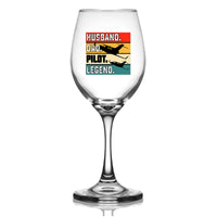 Thumbnail for Husband & Dad & Pilot & Legend Designed Wine Glasses