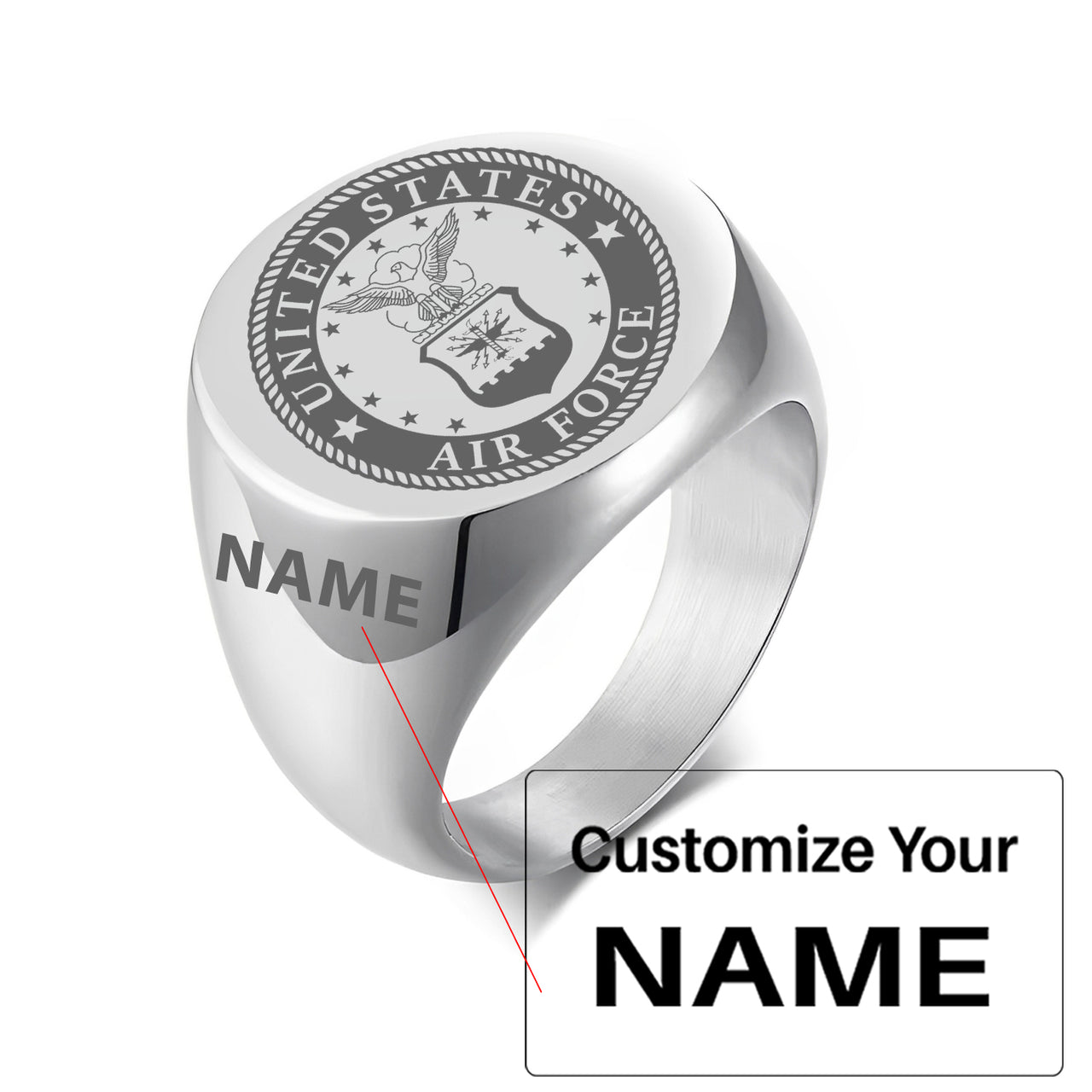 Air Force Design  20MM Stainless Steel Circular Ring