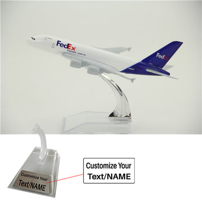 FedEx Airbus A380 Airplane Model (16CM) aviation themed 16-18cm scale model aircraft, diecast metal.