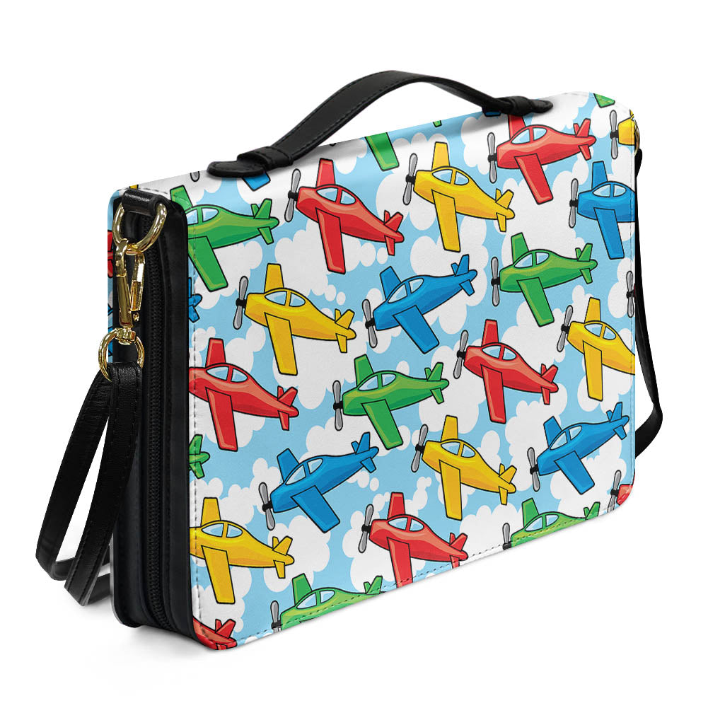 Funny Airplanes Designed PU Accessories Bags Strap Style