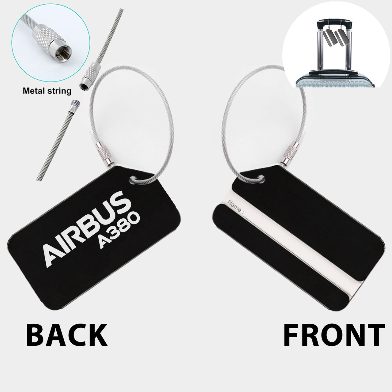 Airbus A380 & Text Designed Fashion Metal Luggage Tags