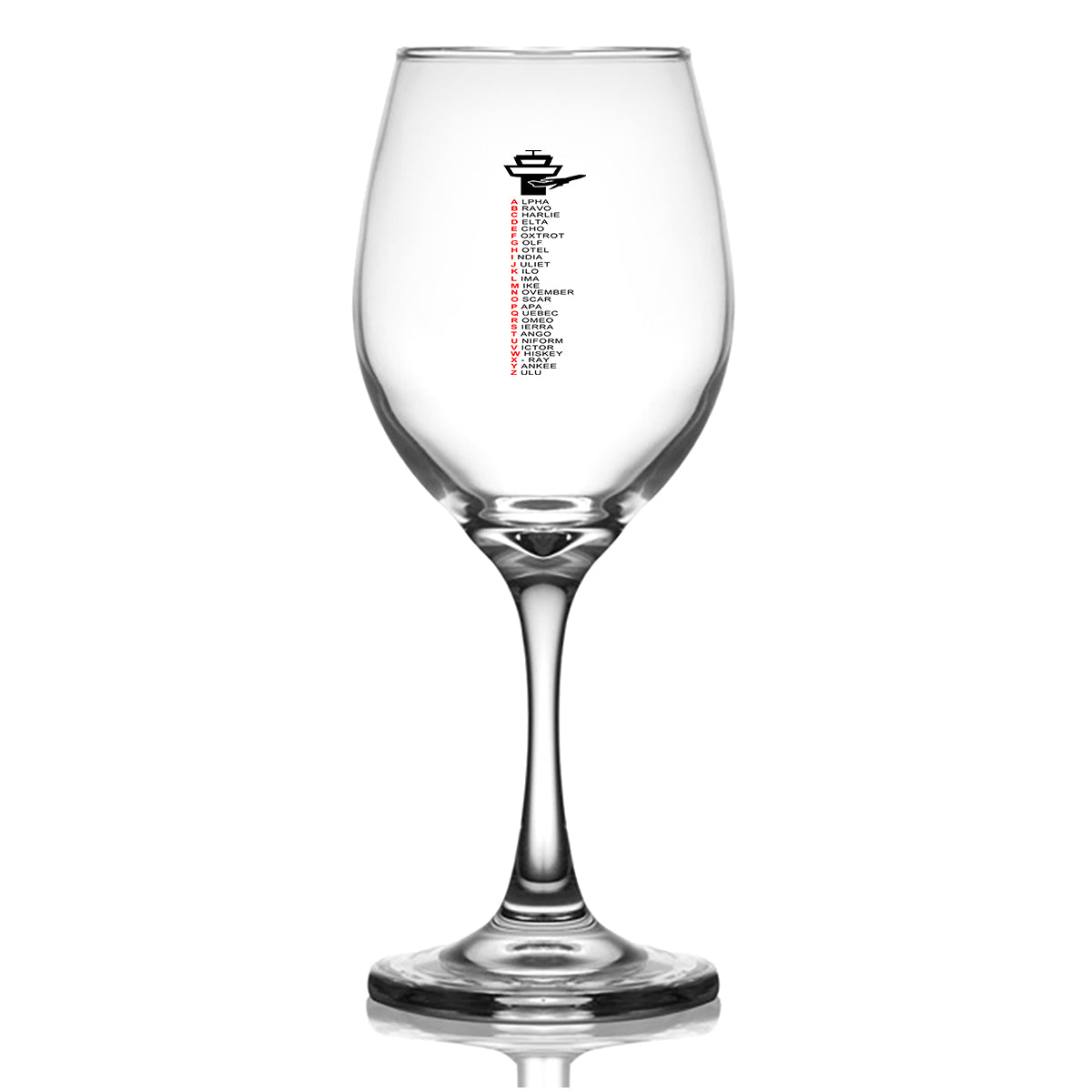 Aviation Alphabet Designed Wine Glasses