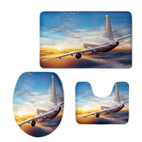 Thumbnail for Airliner Jet Cruising over Clouds Designed Toilet Seat Cover Three-piece Set