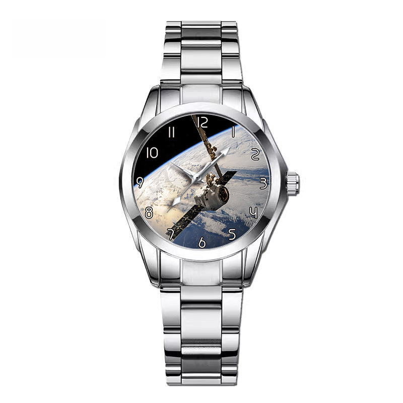 World View from Space Designed Stainless Steel Band Watches