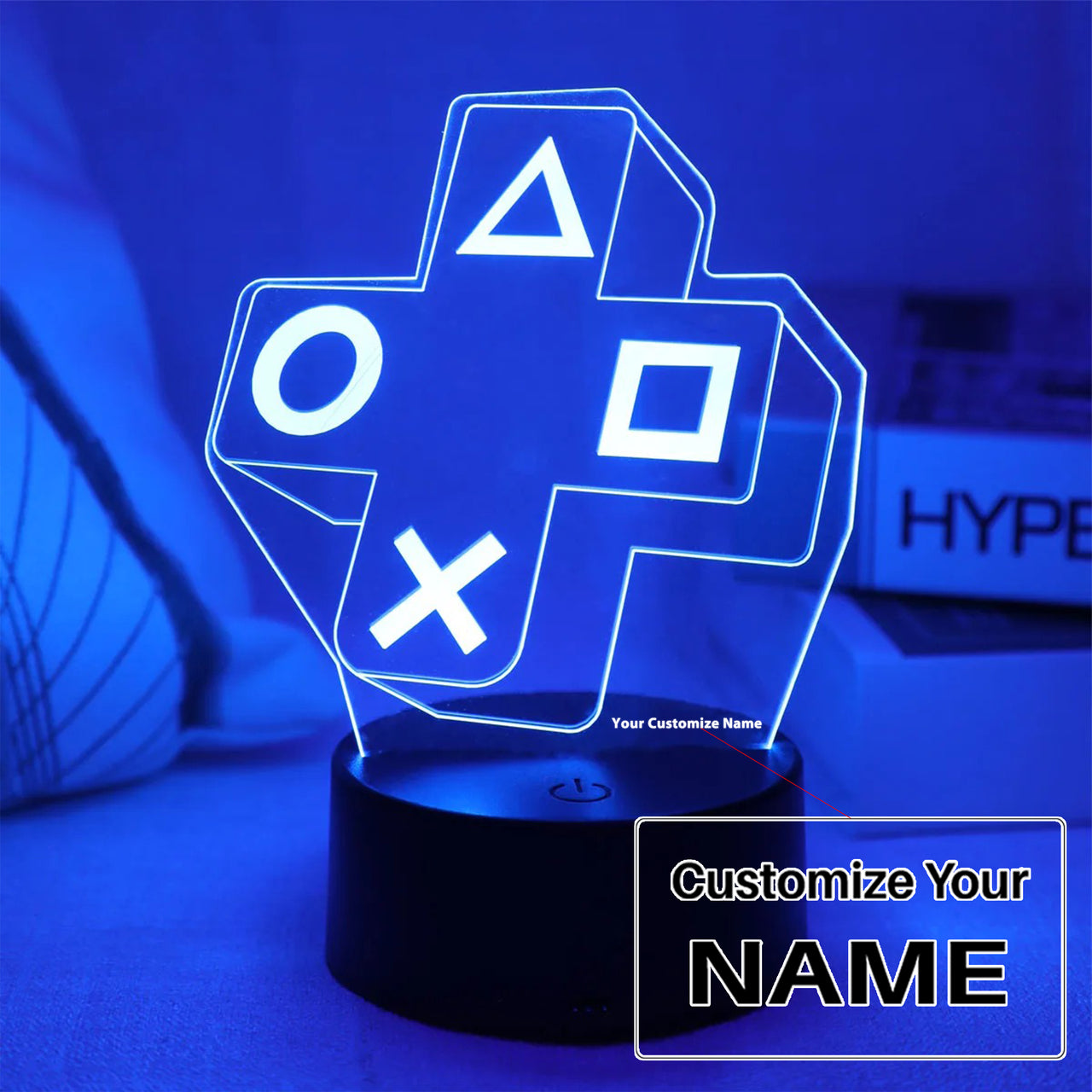 3D Gaming Cross Button Designed Night Lamp
