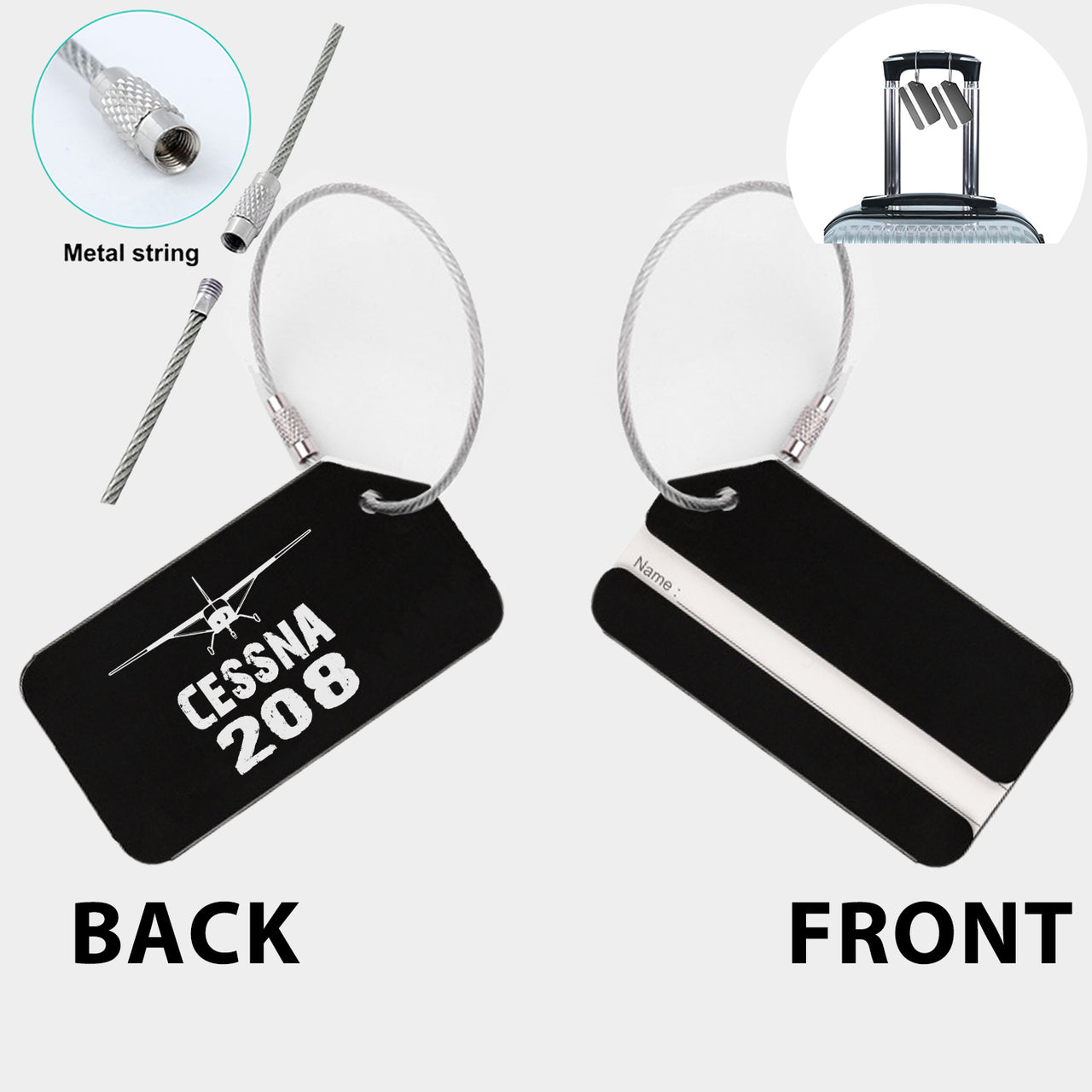 Cessna 208 & Plane Designed Fashion Metal Luggage Tags