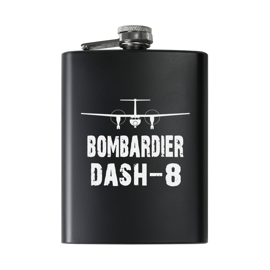 Bombardier Dash-8 & Plane Designed Stainless Steel Hip Flasks