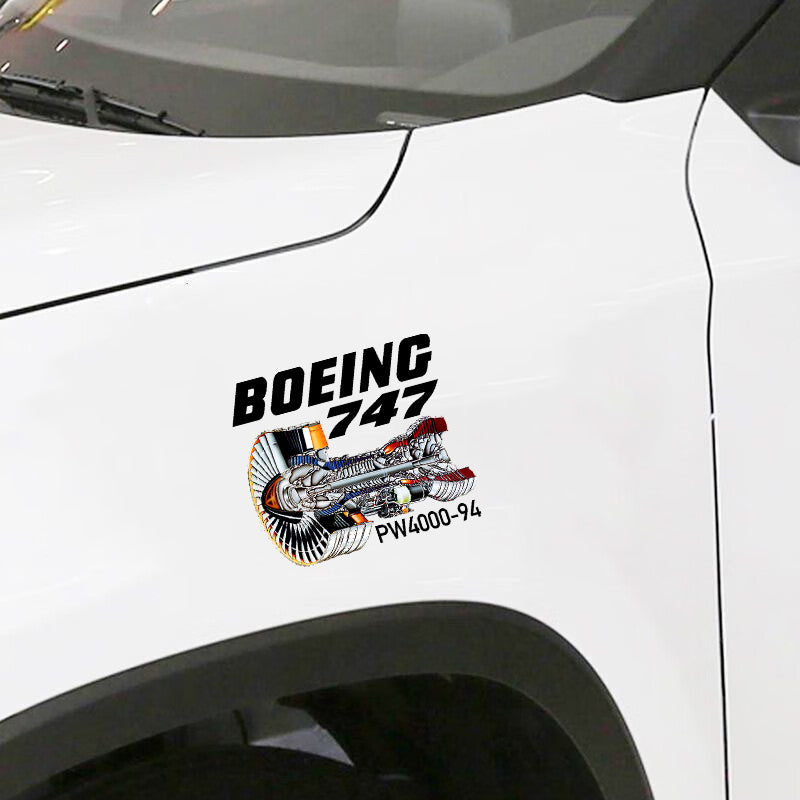 Boeing 747 & PW4000-94 Engine Designed Car Sticker