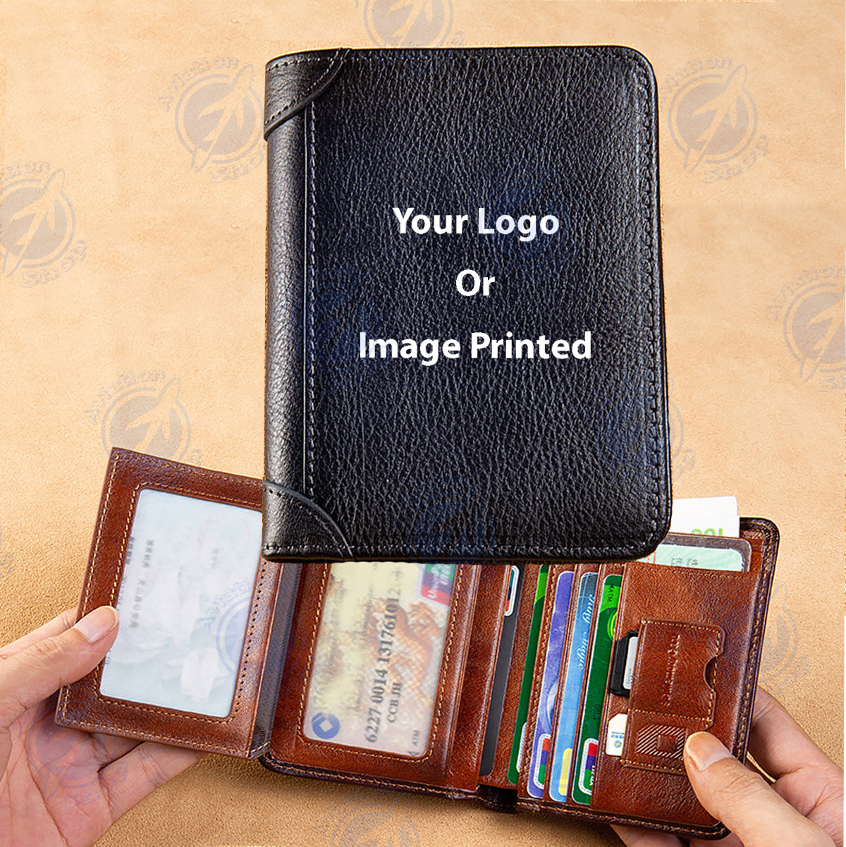 Custom Design Image Logo Designed Leather Wallets