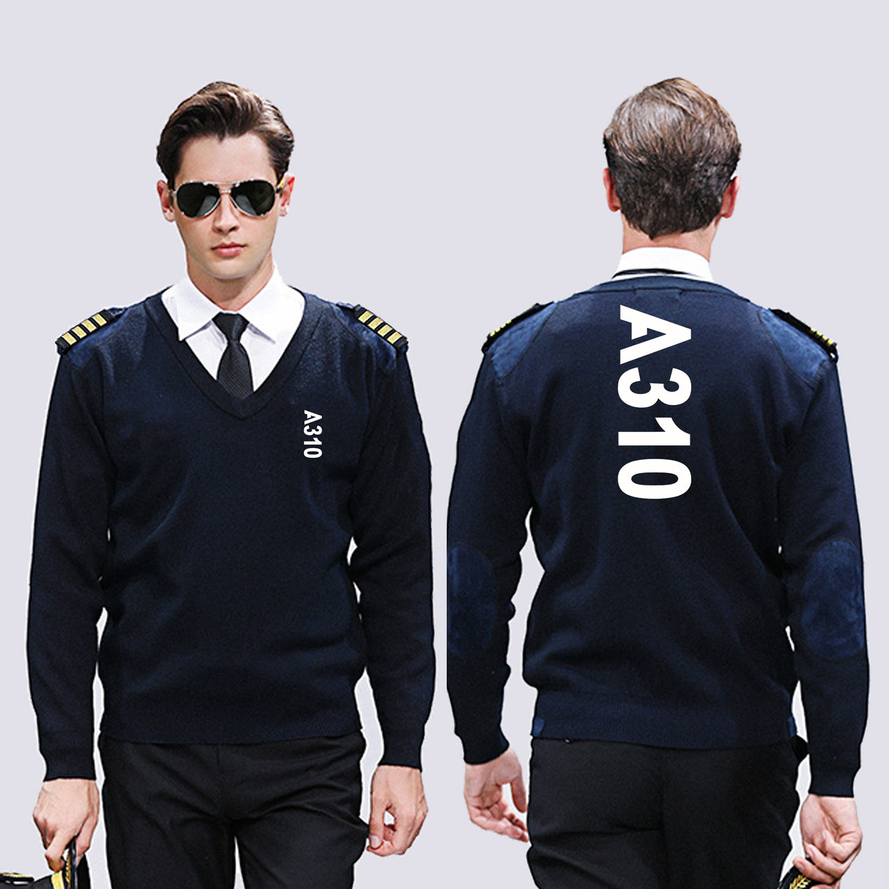 A310 Text Designed Wool Pilot Sweaters