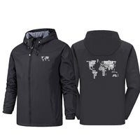 Thumbnail for World Map (Text) Designed Rain Jackets & Windbreakers