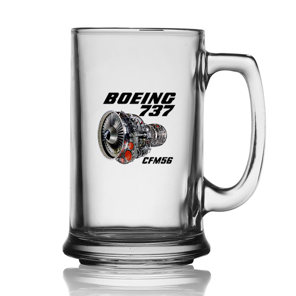 Boeing 737 Engine & CFM56 Designed Beer Glass with Holder