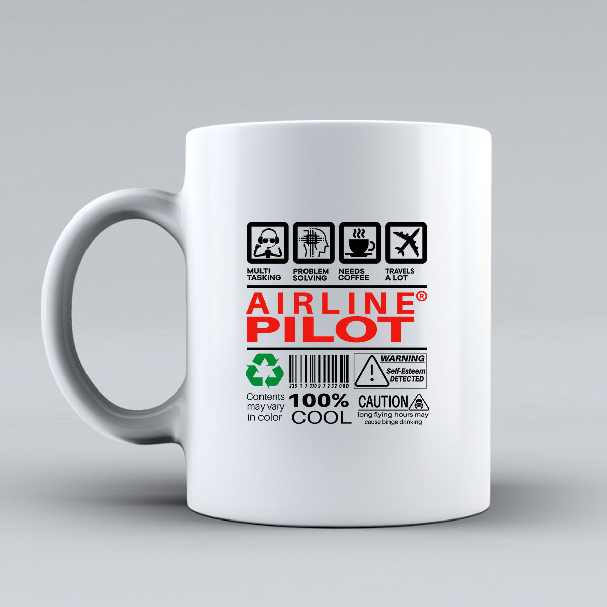 Airline Pilot Label Designed Ceramic White Mugs