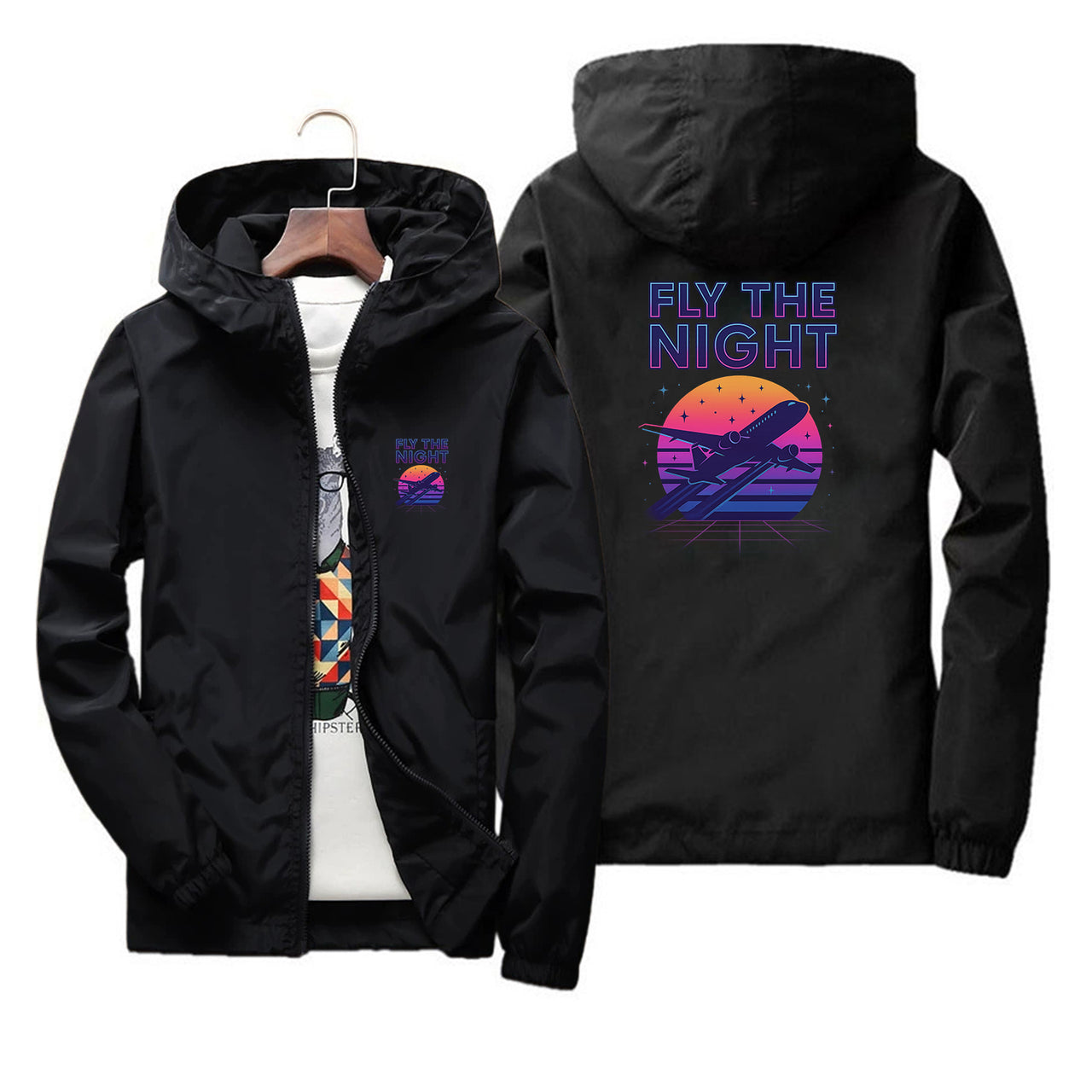 Fly The Night Designed Thin Windbreaker Jackets