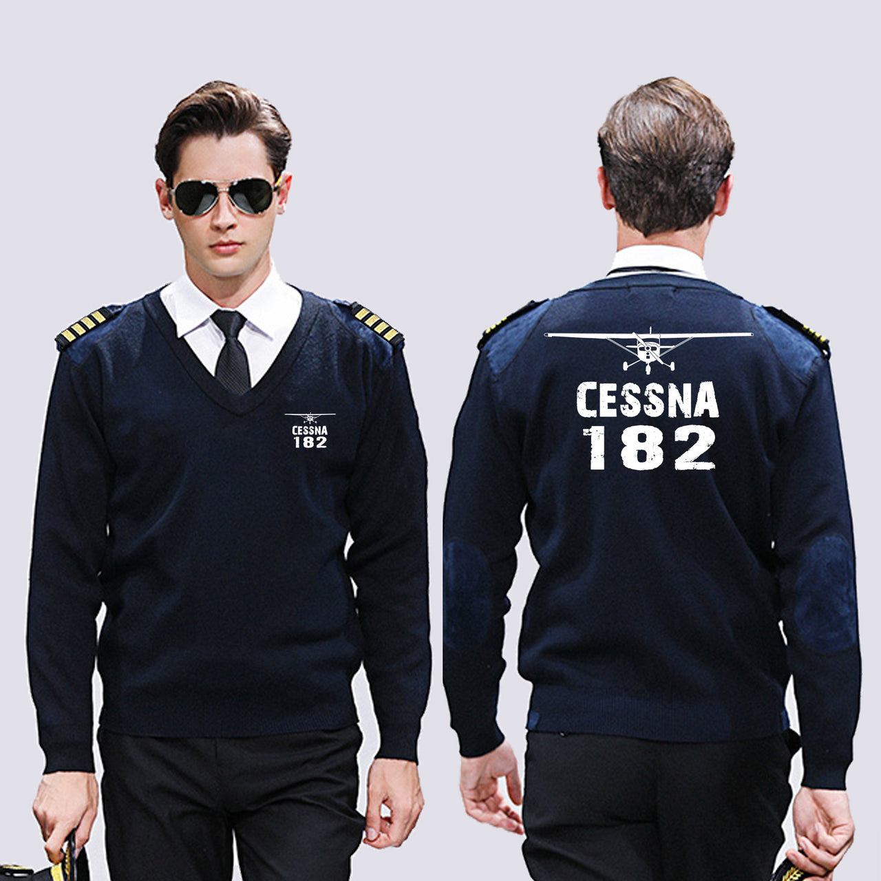 Cessna 182 & Plane Designed Wool Pilot Sweaters