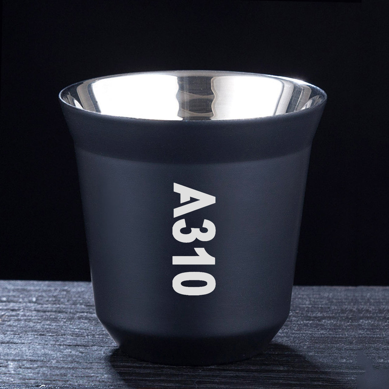 A310 Text Designed Double Wall Stainless Steel Coffee Mugs