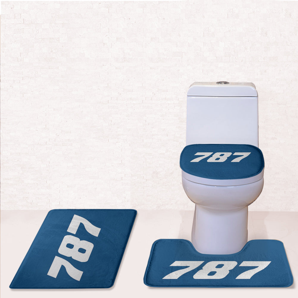 787 Flat Text Designed Toilet Seat Cover Three-piece Set