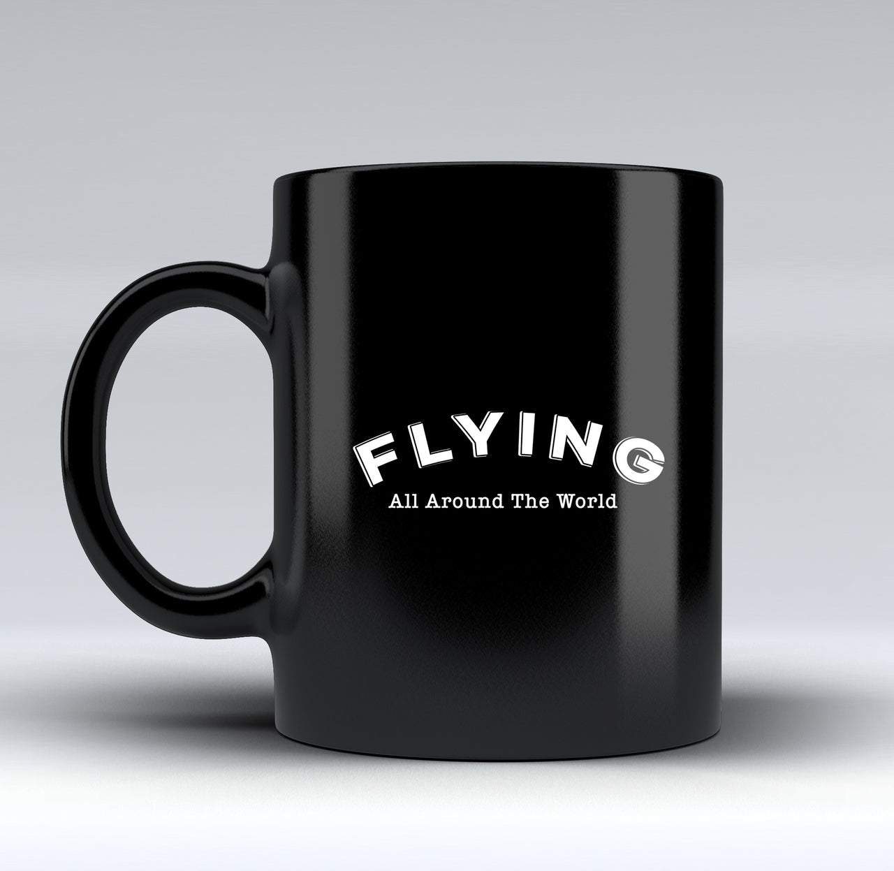 Flying All Around The World Designed Black Mugs