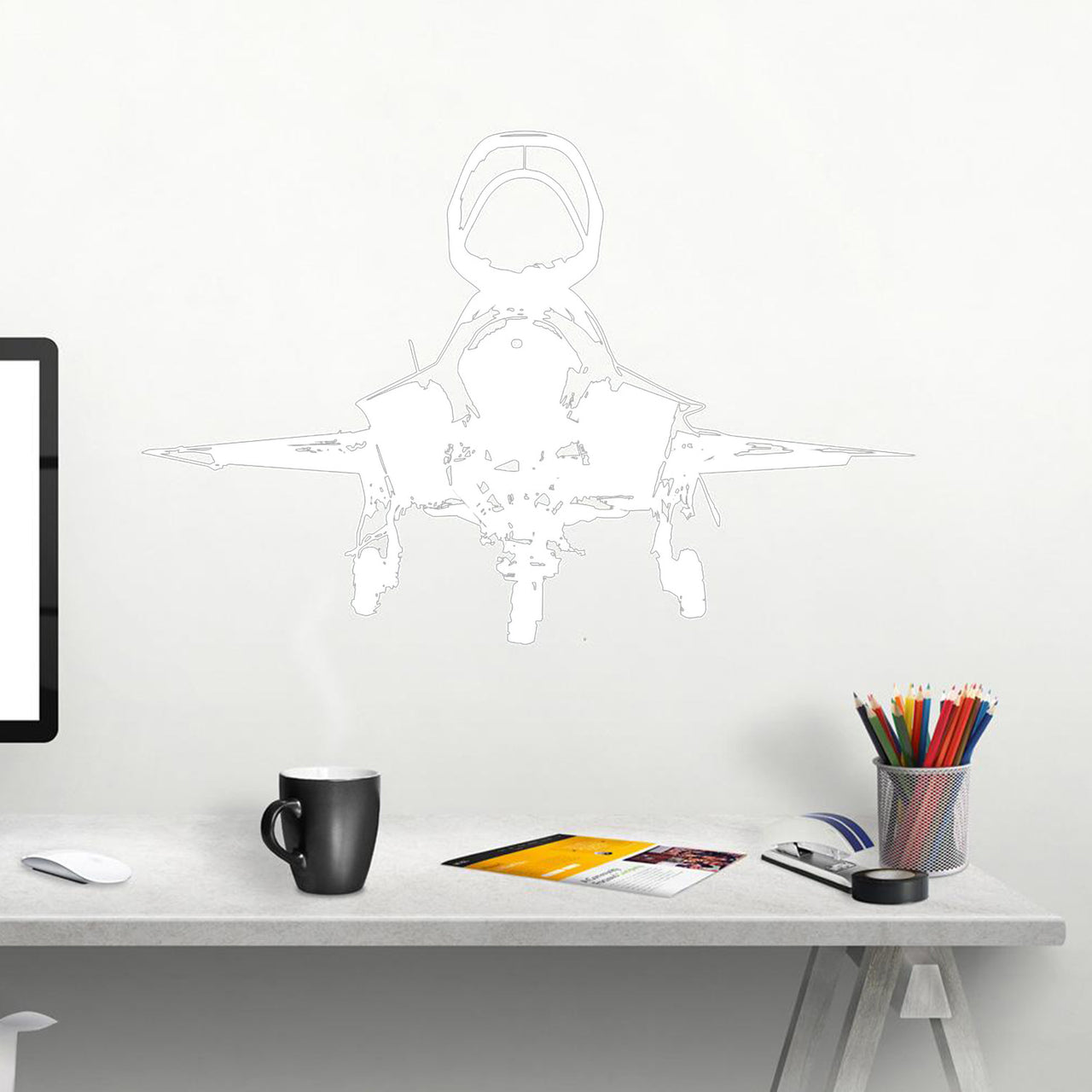 Face to Face with Fighter Jet 35 Designed Wall Sticker
