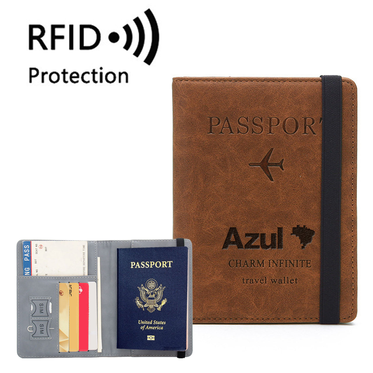 Azul Airlines Designed Passport Cover Travel Wallet Passport Holder
