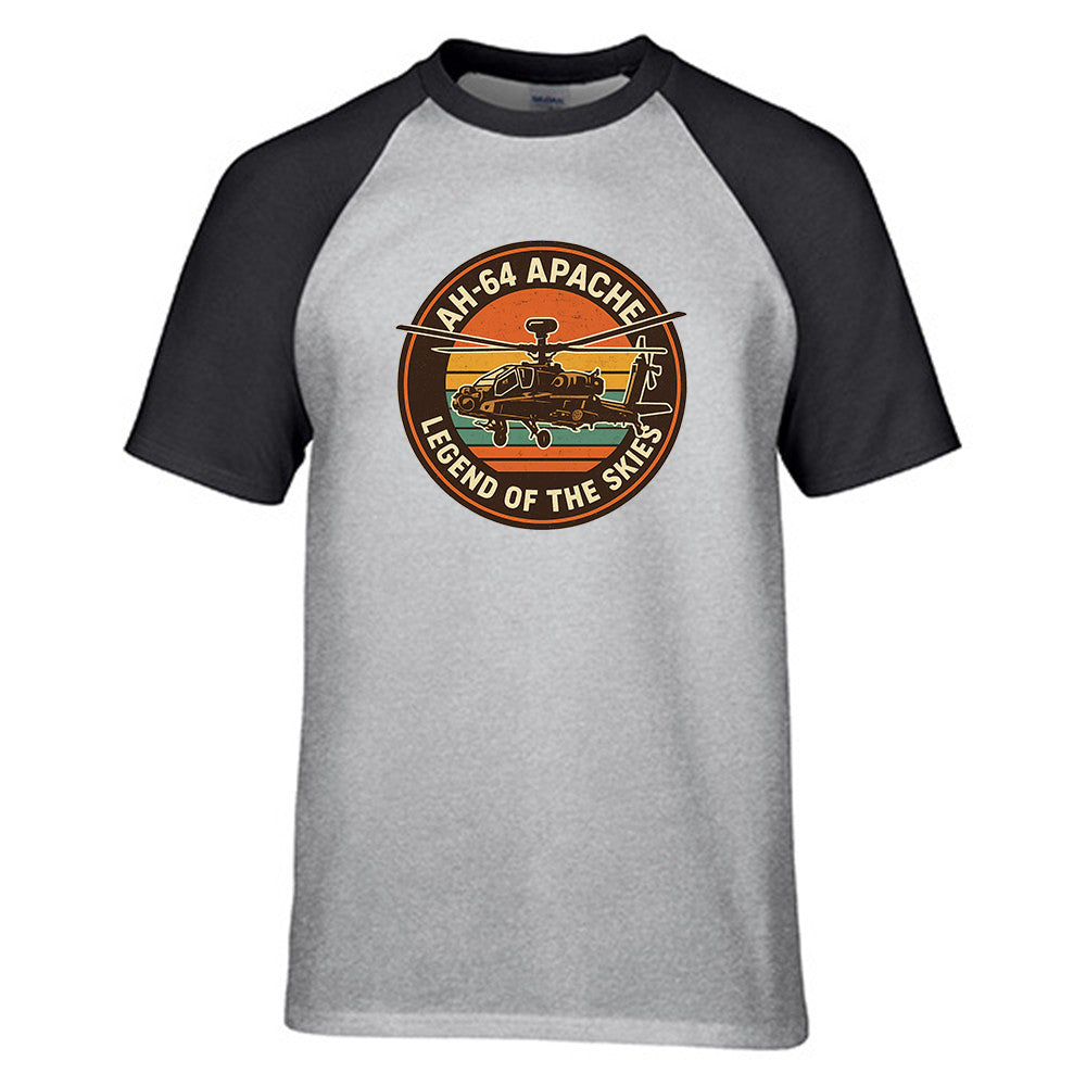Retro Apache AH-64 Designed Raglan T-Shirts