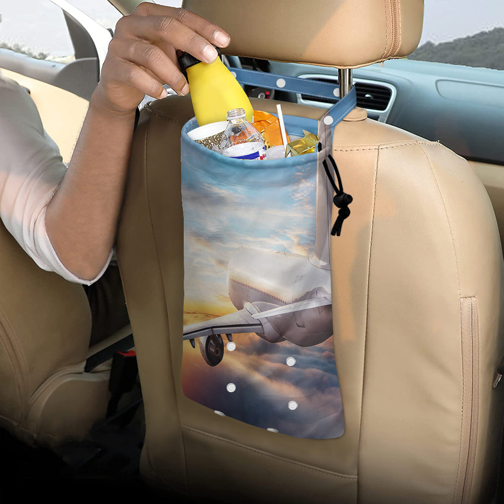 Airliner Jet Cruising over Clouds Designed Car Folding Garbage Bags
