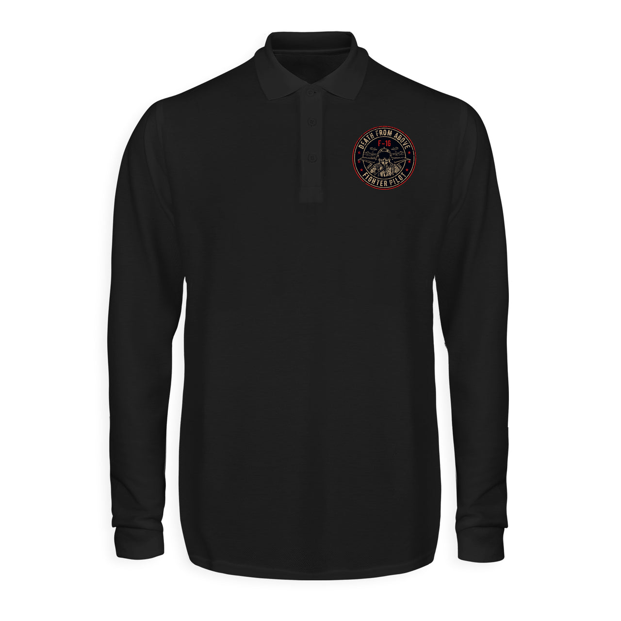 Fighter Jet 16 - Death From Above Designed Long Sleeve Polo T-Shirts