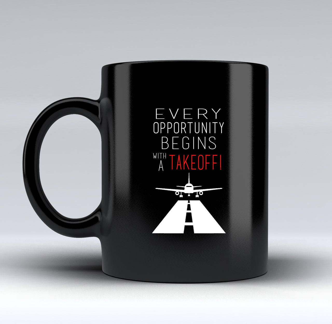 Every Opportunity Designed Black Mugs