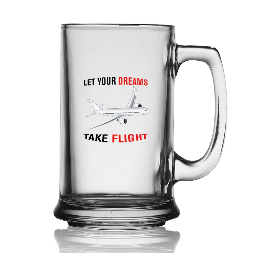 Let Your Dreams Take Flight Designed Beer Glass with Holder