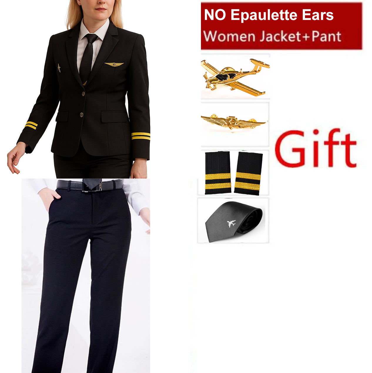 2 Lines "WOMEN" Airline Pilot Full Set
