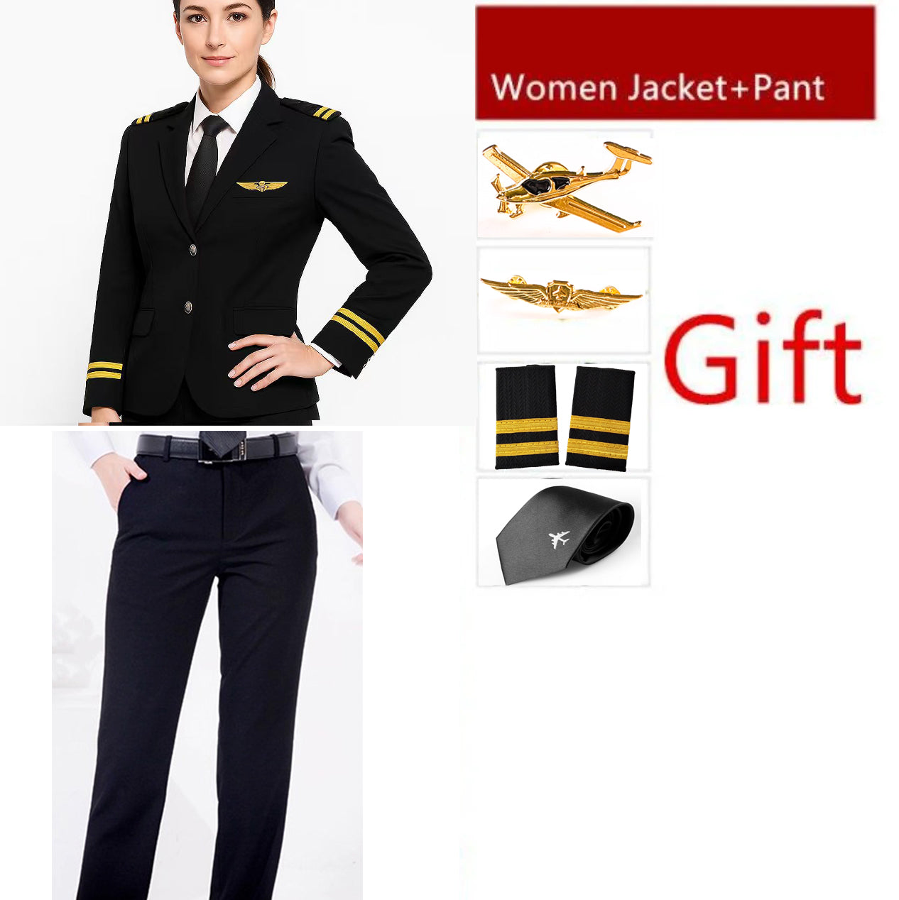 2 Lines "WOMEN" Airline Pilot Full Set