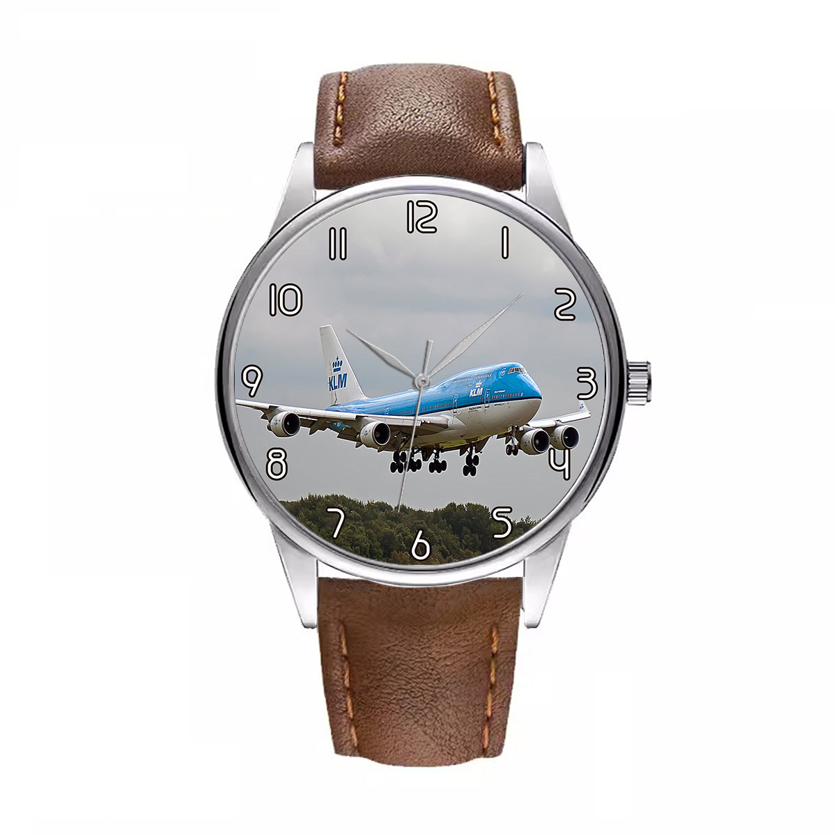 Landing KLM's Boeing 747 Designed Fashion Leather Strap Watches
