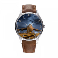 Thumbnail for Amazing Military Aircraft at Night Designed Fashion Leather Strap Watches