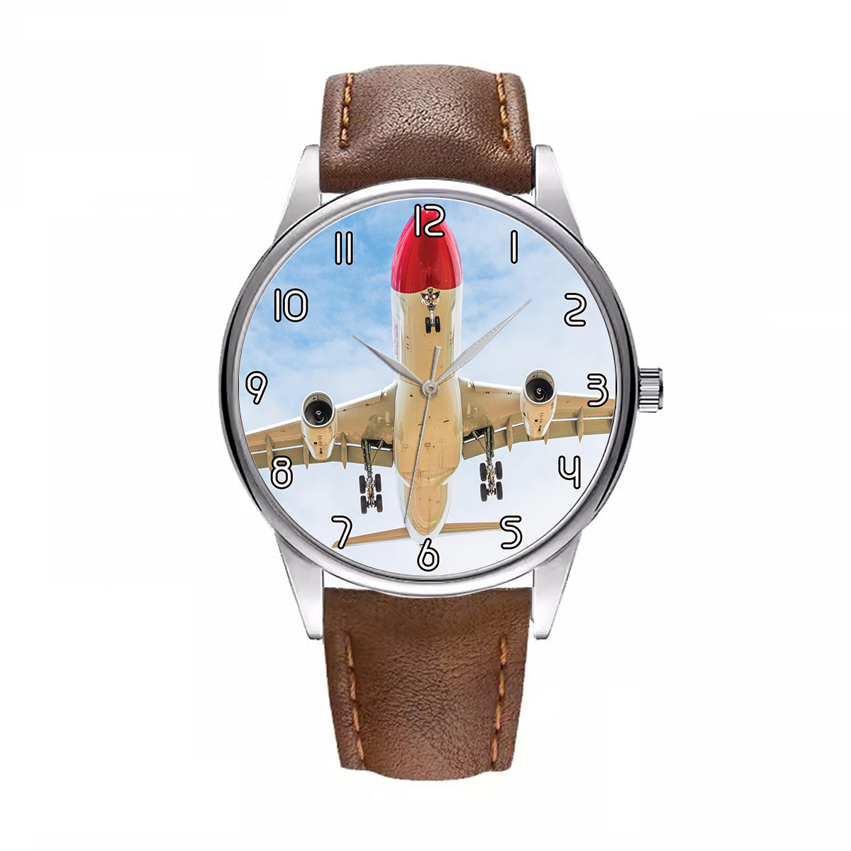 Beautiful Airbus A330 on Approach copy Designed Fashion Leather Strap Watches