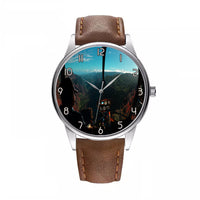 Thumbnail for Beautiful Scenary Through Helicopter Cockpit Designed Fashion Leather Strap Watches