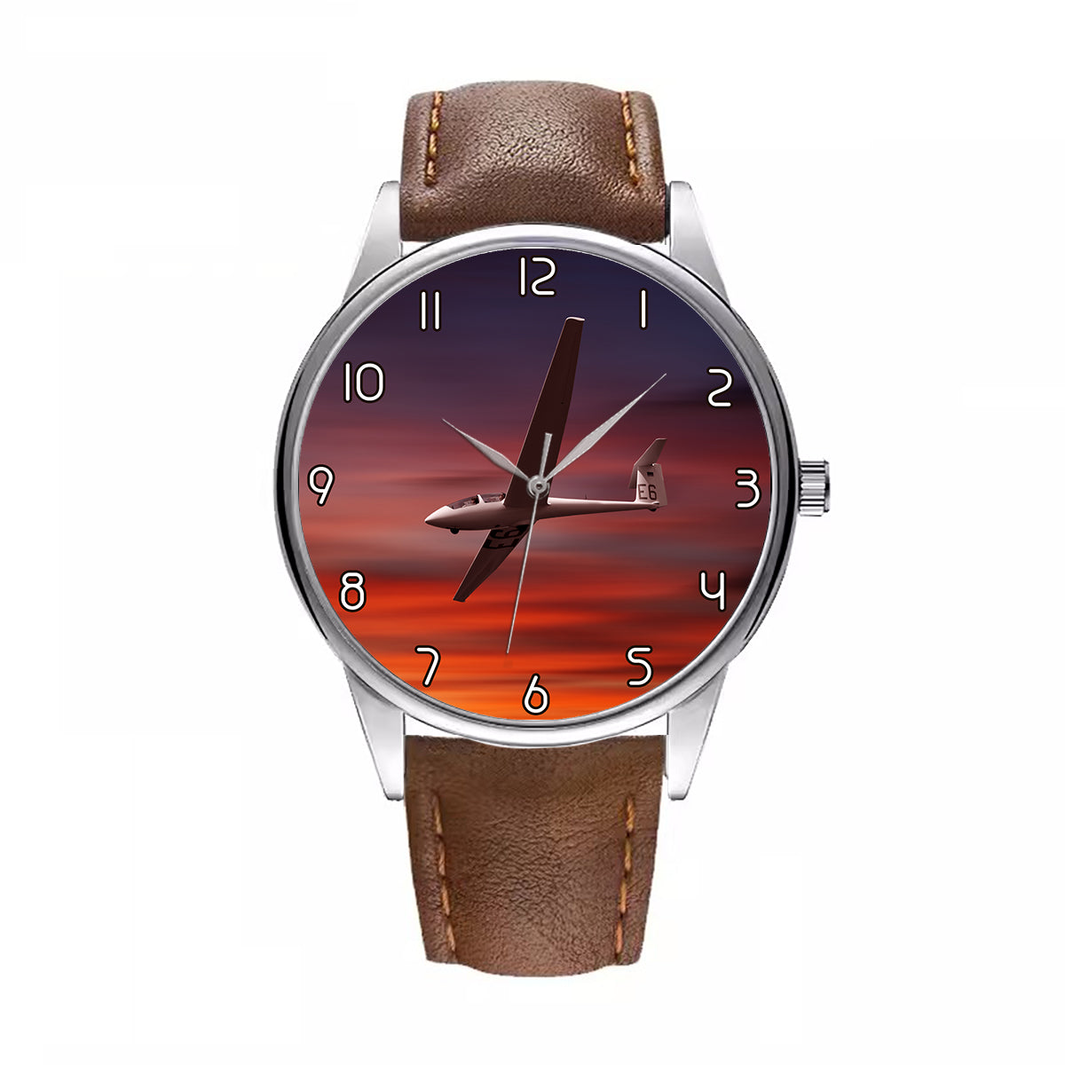 Cruising Glider at Sunset Designed Fashion Leather Strap Watches