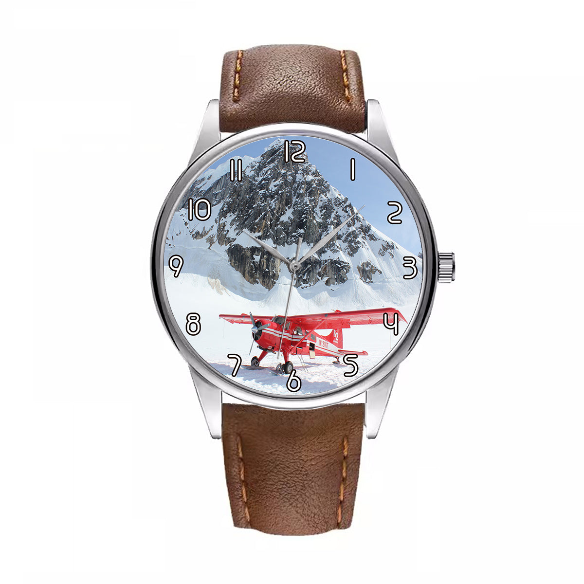 Amazing Snow Airplane Designed Fashion Leather Strap Watches