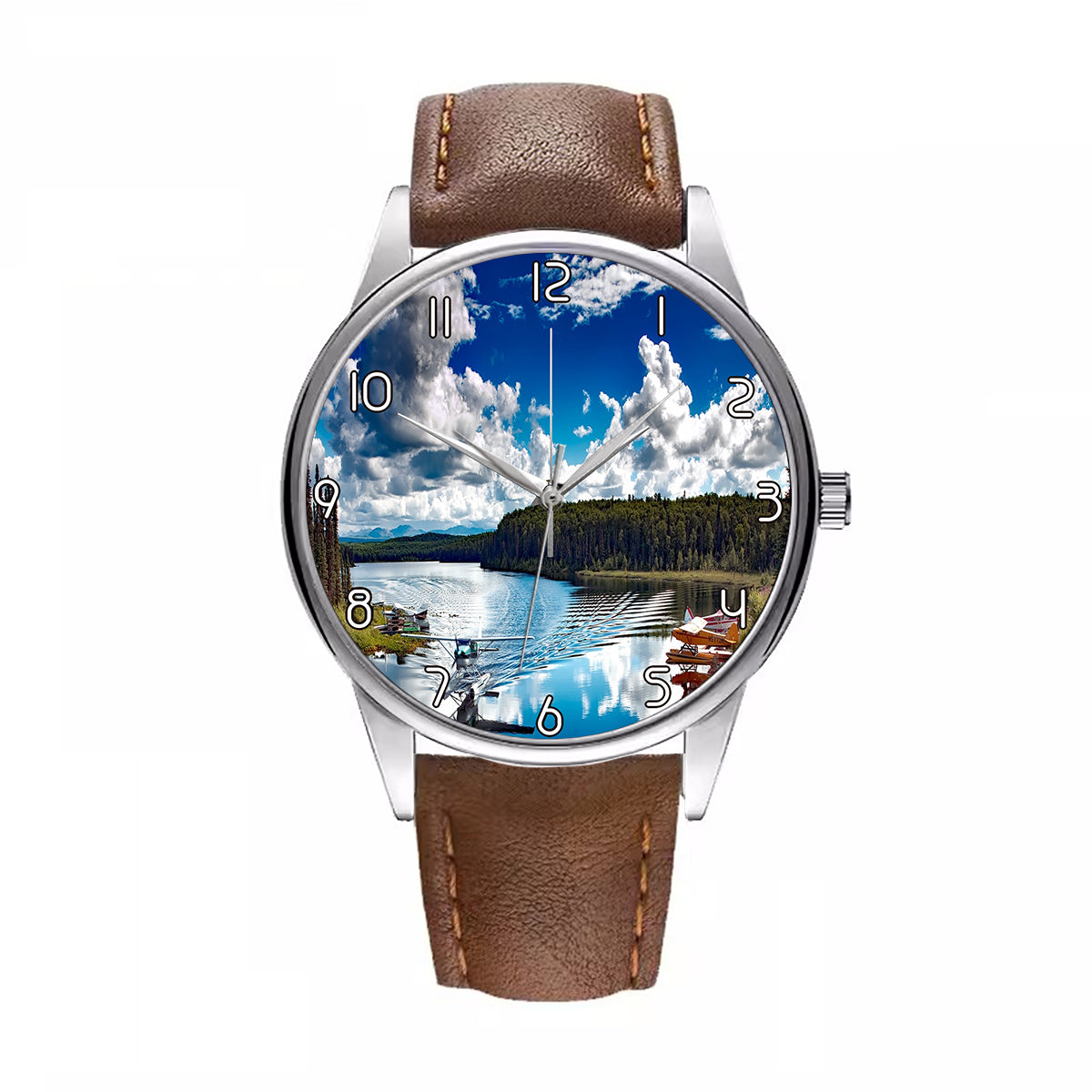 Amazing Scenary & Sea Planes Designed Fashion Leather Strap Watches