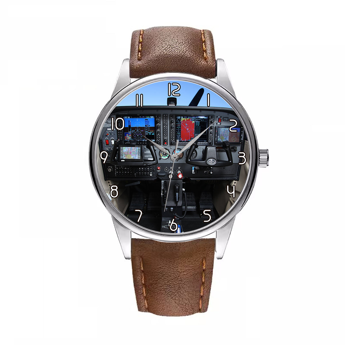 Cessna 172 Cockpit Designed Fashion Leather Strap Watches