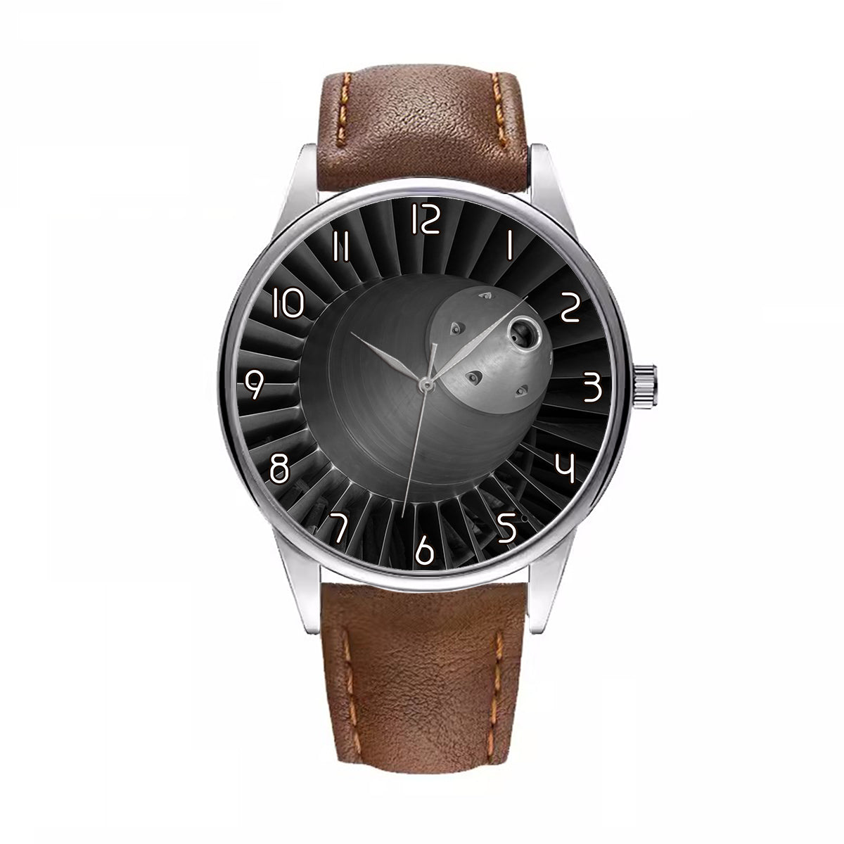 Super View of Jet Engine Designed Fashion Leather Strap Watches