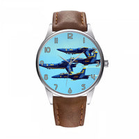Thumbnail for US Navy Blue Angels Designed Fashion Leather Strap Watches