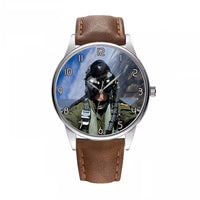 Thumbnail for Amazing Military Pilot Selfie Designed Fashion Leather Strap Watches