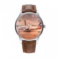 Thumbnail for American Airlines Boeing 767 Designed Fashion Leather Strap Watches